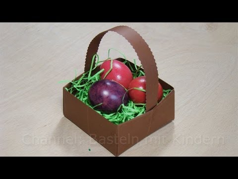 Osterkörbchen basteln - Ostern Basteln mit Papier - Osterkorb - Osterbasteln